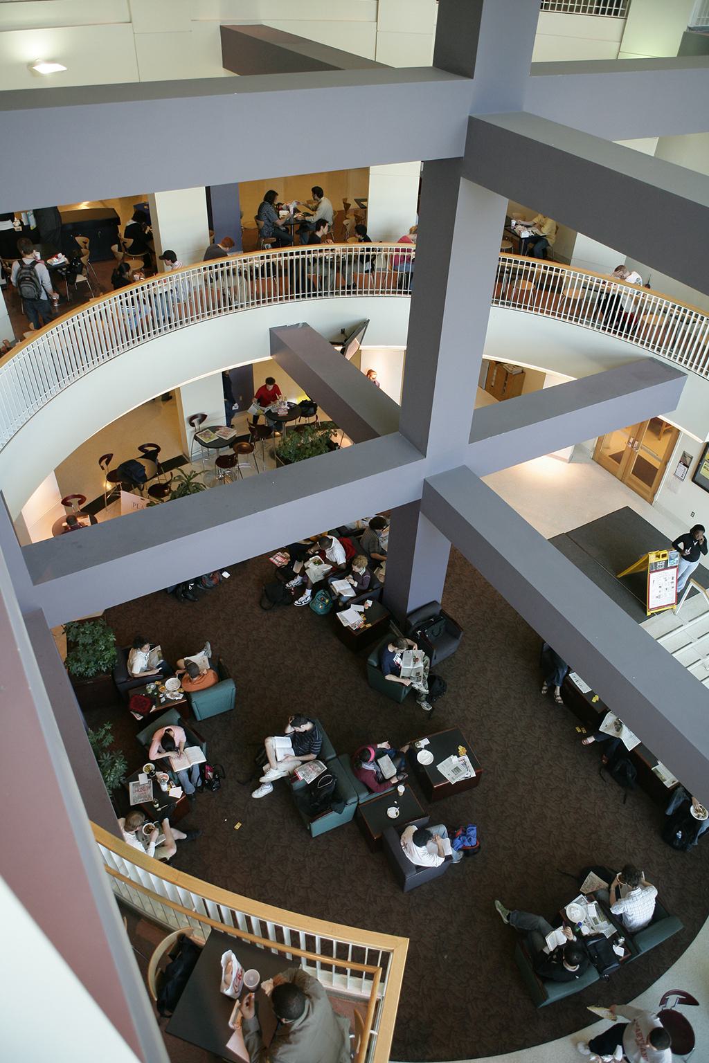 Looking over balcony in Stamp Student Union downstairs