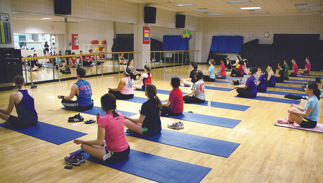 UMD students participating in yoga.