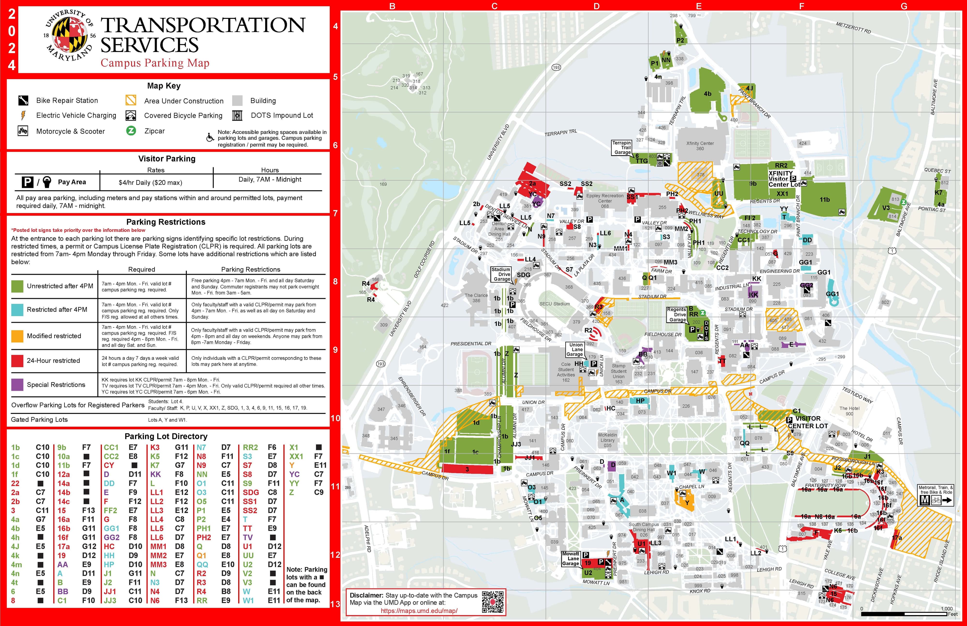 UMD Campus parking map