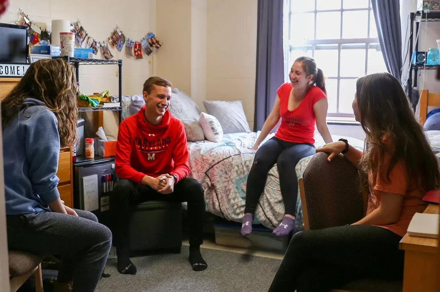 Group of students in a dorm room